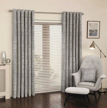 Load image into Gallery viewer, The Manhatten silver eyelet curtains